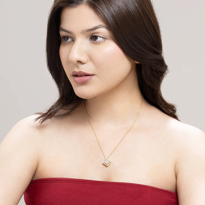 Vega 2.09 ct Princess Moissanite Floating Halo 925 Silver Necklace