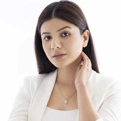 Celestia 1.11 ct Marquise Moissanite Halo Prong 925 Silver Necklace