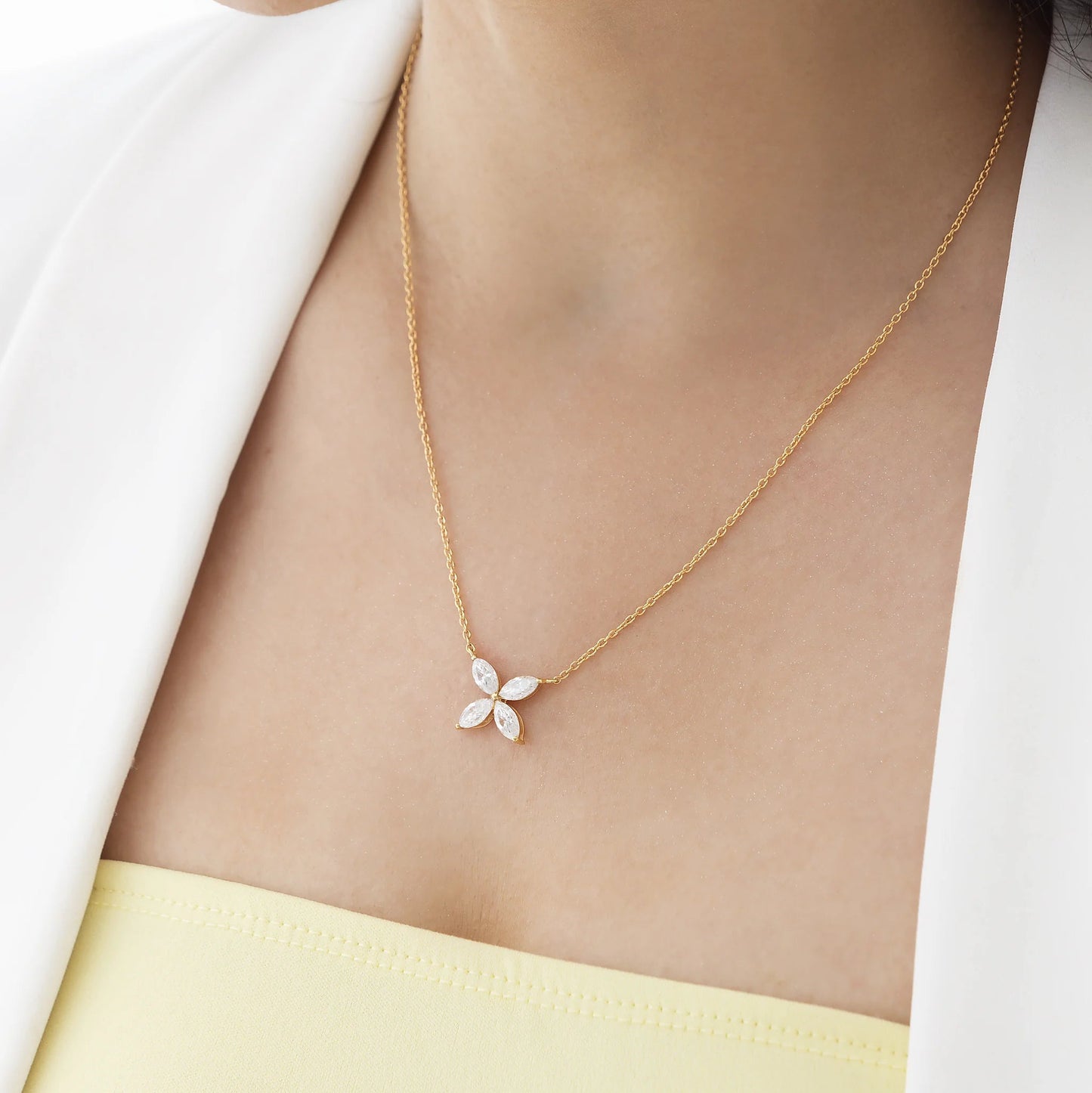Bloom 0.54 ct Marquise Moissanite Solitaire Prong 925 Silver Necklace