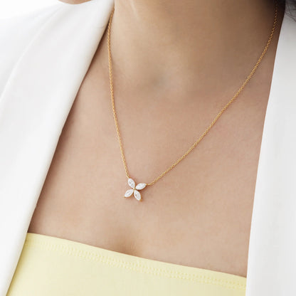 Bloom 0.54 ct Marquise Moissanite Solitaire Prong 925 Silver Necklace