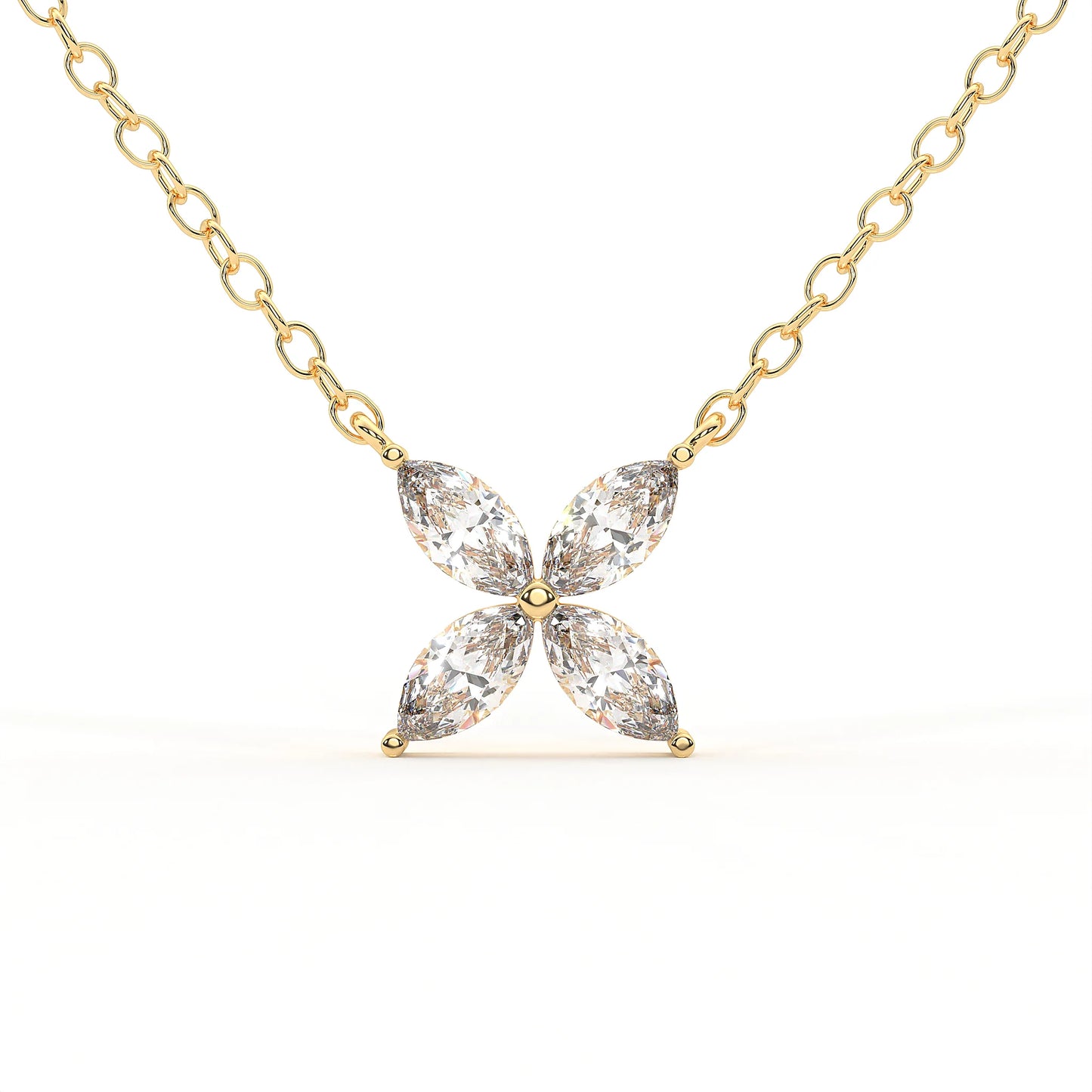 Bloom 0.54 ct Marquise Moissanite Solitaire Prong 925 Silver Necklace