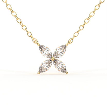 Bloom 0.54 ct Marquise Moissanite Solitaire Prong 925 Silver Necklace