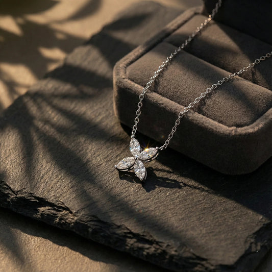 Bloom 0.54 ct Marquise Moissanite Solitaire Prong 925 Silver Necklace