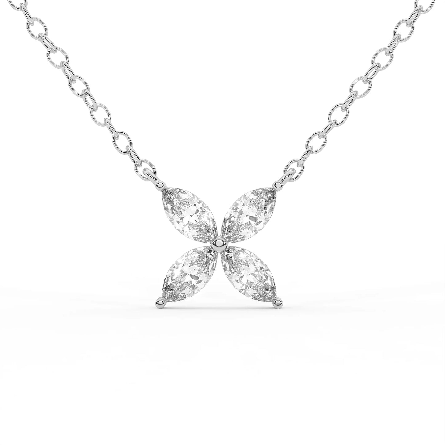 Bloom 0.54 ct Marquise Moissanite Solitaire Prong 925 Silver Necklace
