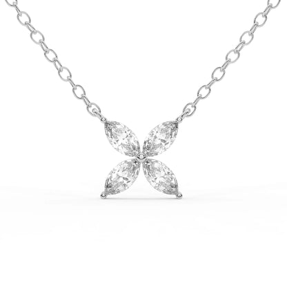 Bloom 0.54 ct Marquise Moissanite Solitaire Prong 925 Silver Necklace