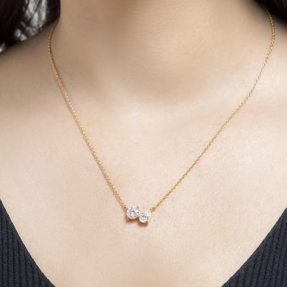 Aurora 2.21 ct Round & Pear Duo Moissanite Drop 925 Silver Necklace