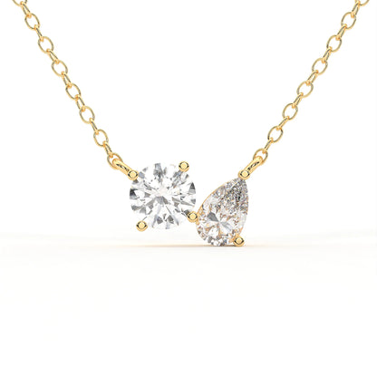 Aurora 2.21 ct Round & Pear Duo Moissanite Drop 925 Silver Necklace