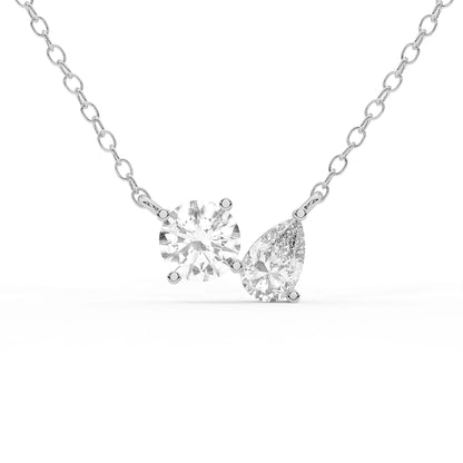 Aurora 2.21 ct Round & Pear Duo Moissanite Drop 925 Silver Necklace