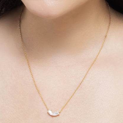 Amour 0.96 ct Pear Moissanite Twin Solitaire 925 Silver Necklace