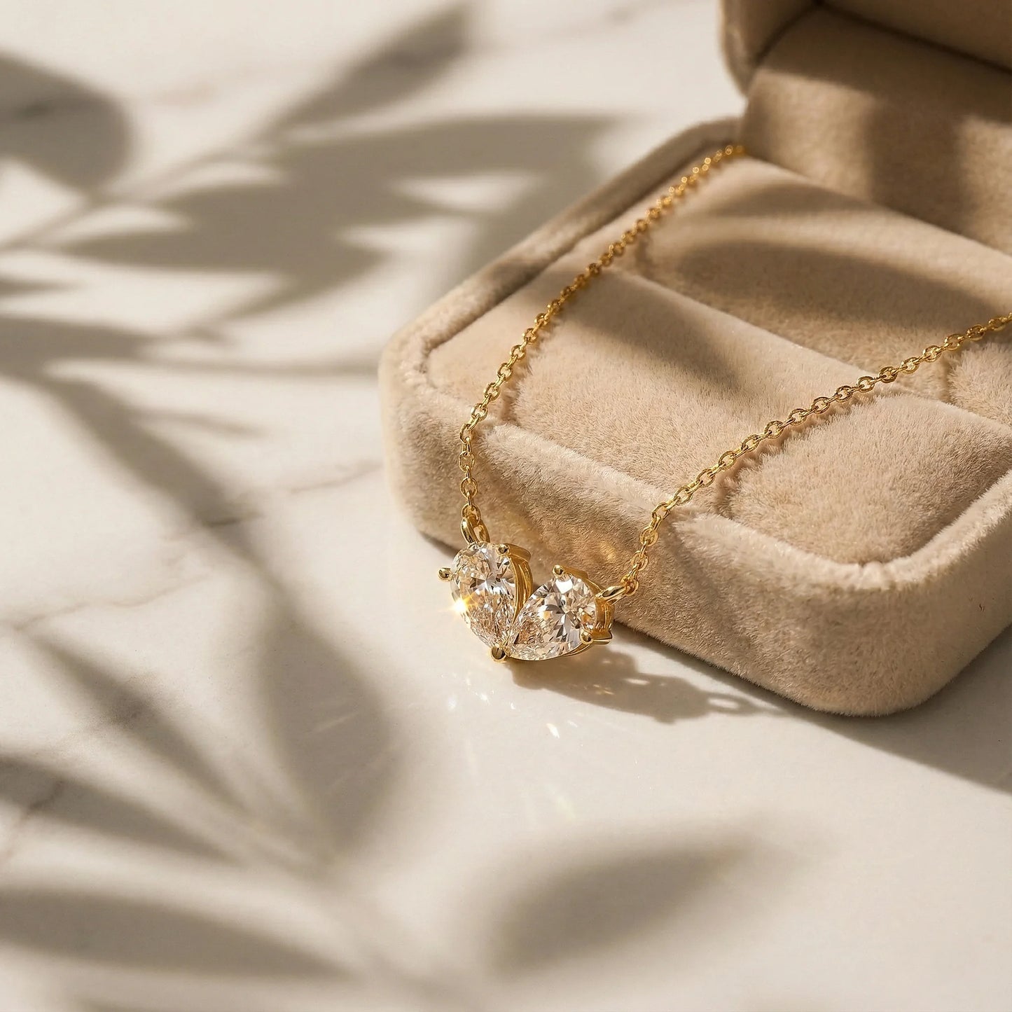 Amour 0.96 ct Pear Moissanite Twin Solitaire 925 Silver Necklace - Minimalist luxury.