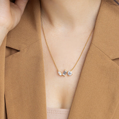 Lyra 2.79 ct Trio Cut Moissanite Solitaire 925 Silver Necklace
