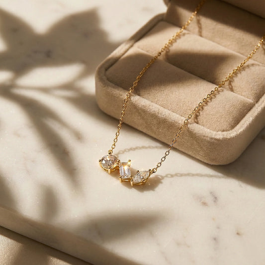 Lyra 2.79 ct Trio Cut Moissanite Solitaire 925 Silver Necklace for everyday elegance.