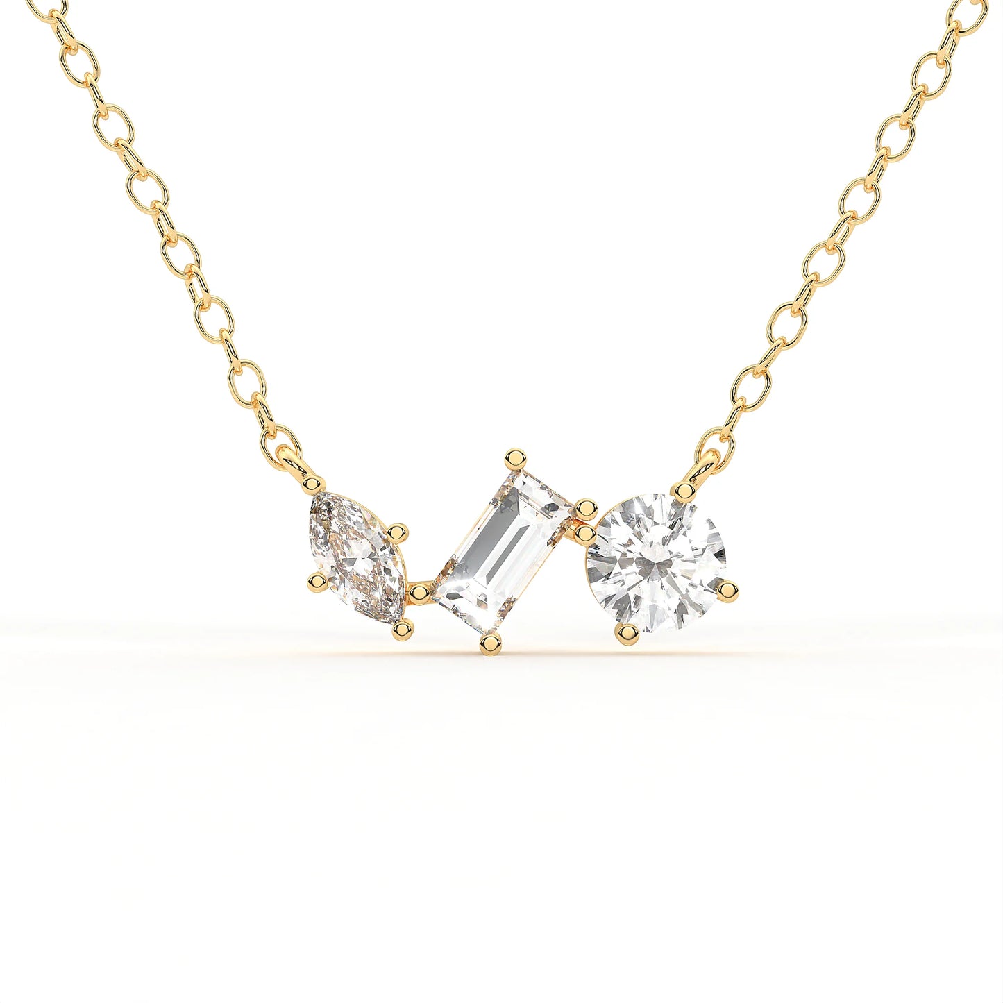 Lyra 2.79 ct Trio Cut Moissanite Solitaire 925 Silver Necklace