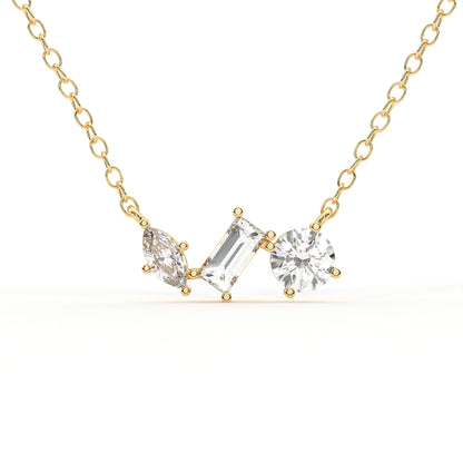 Lyra 2.79 ct Trio Cut Moissanite Solitaire 925 Silver Necklace
