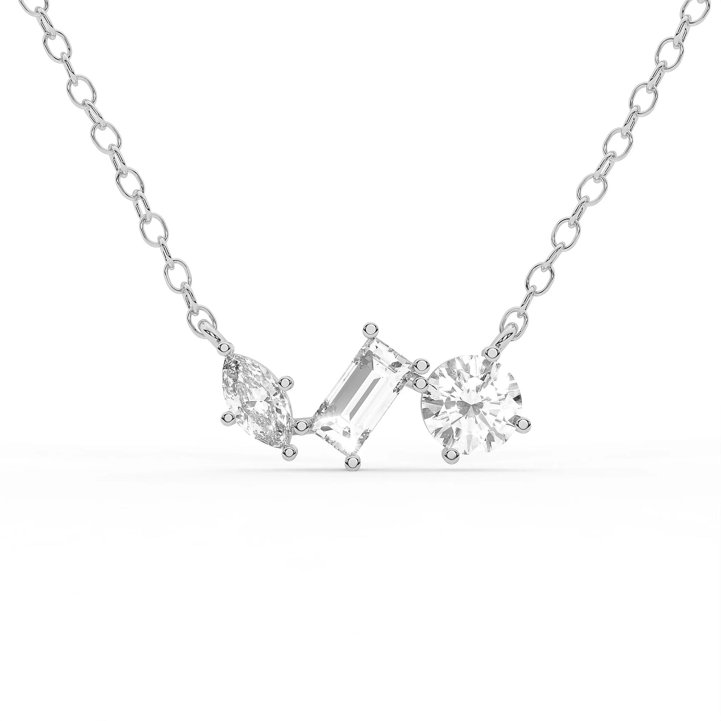 Lyra 2.79 ct Trio Cut Moissanite Solitaire 925 Silver Necklace