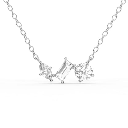 Lyra 2.79 ct Trio Cut Moissanite Solitaire 925 Silver Necklace