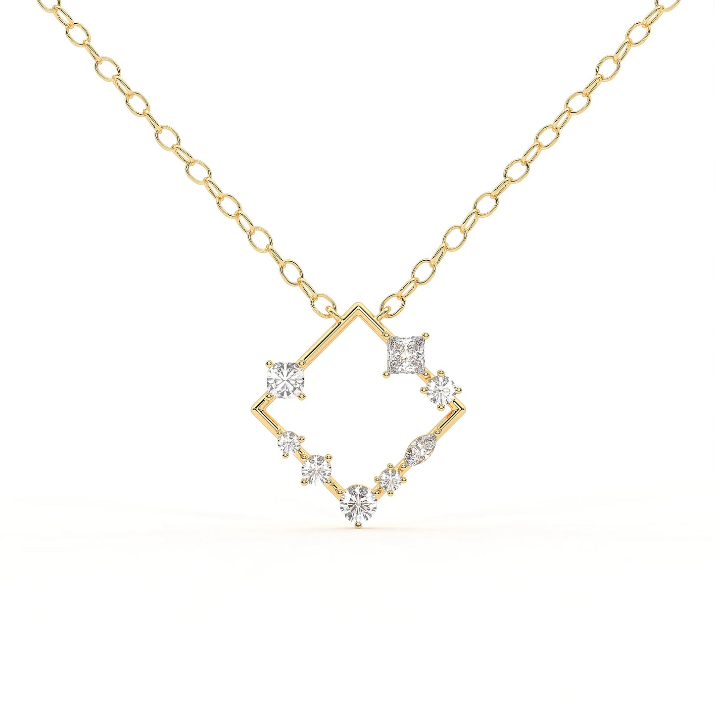 Elara 2.89 ct Moissanite Abstract Cluster 925 Silver Necklace