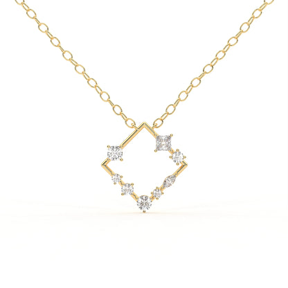 Elara 2.89 ct Moissanite Abstract Cluster 925 Silver Necklace