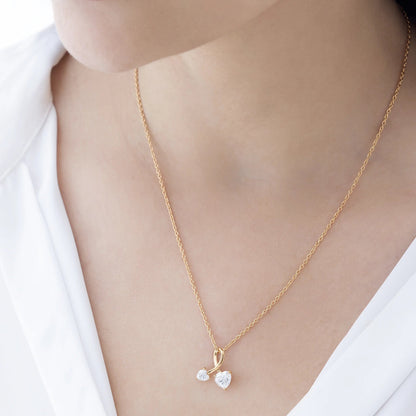 Amora 2.1 ct Heart Moissanite Dual-Solitaire 925 Silver Necklace
