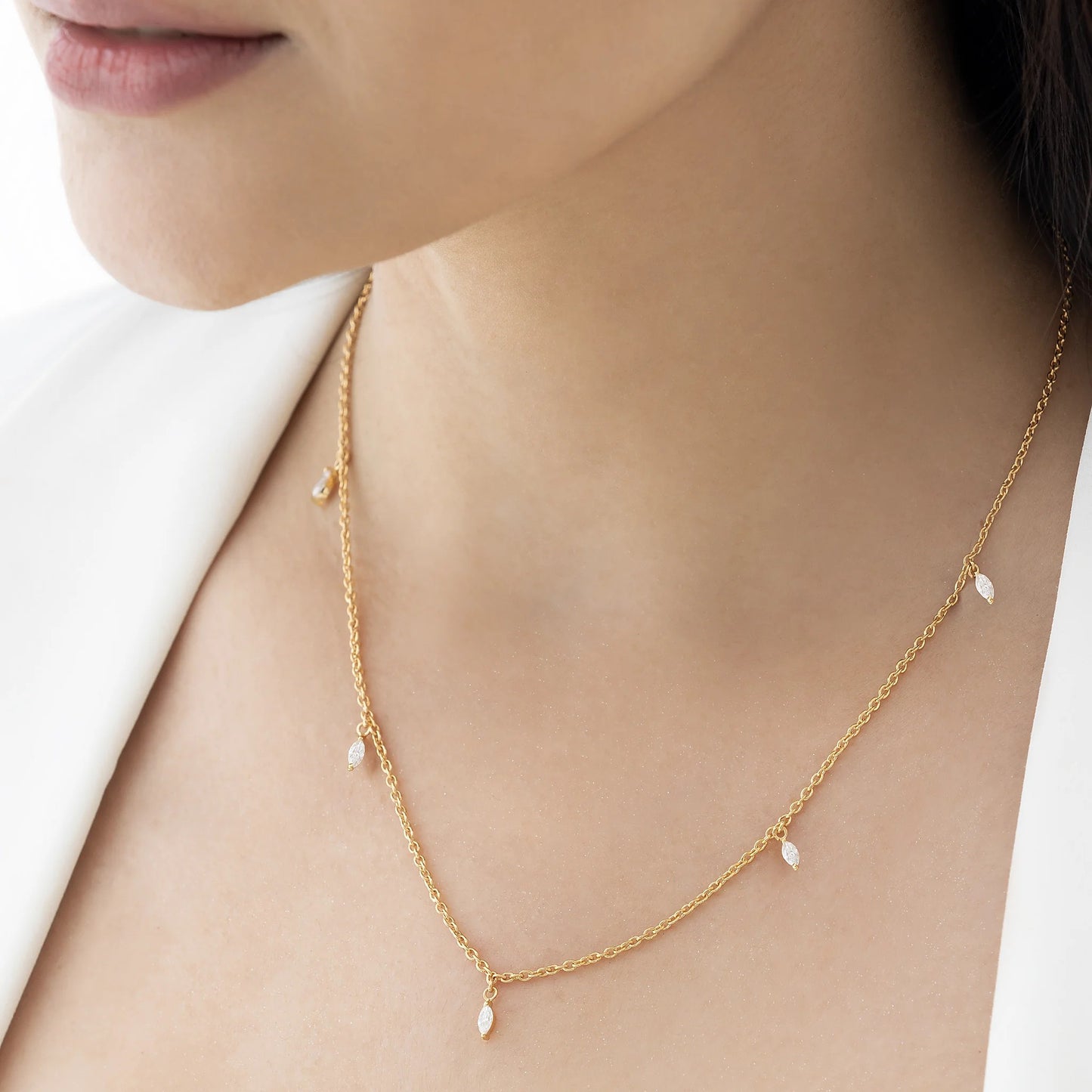 Celeste Marquise Cut Moissanite Dewdrop 925 Silver Necklace