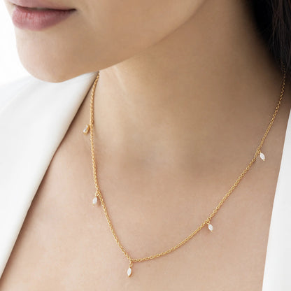 Celeste Marquise Cut Moissanite Dewdrop 925 Silver Necklace