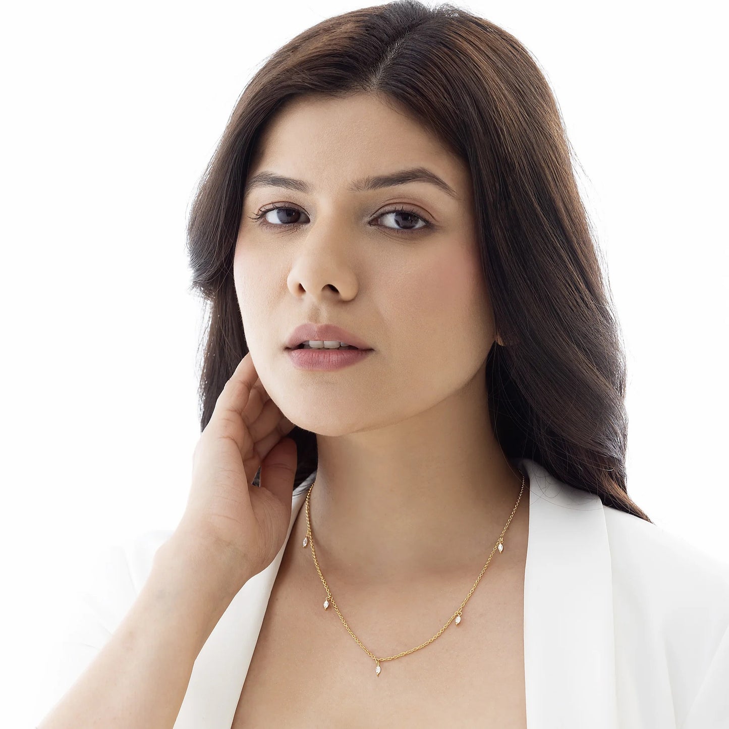 Celeste Marquise Cut Moissanite Dewdrop 925 Silver Necklace