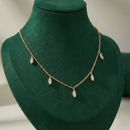 Celeste Marquise Cut Moissanite Dewdrop 925 Silver Necklace