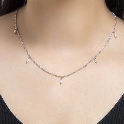 Celeste Marquise Cut Moissanite Dewdrop 925 Silver Necklace