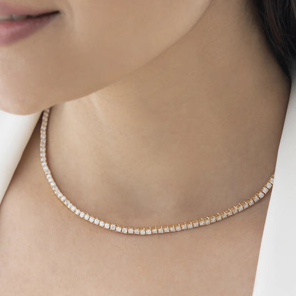 Tennis 20 ct Round Cut Moissanite 925 Silver Necklace