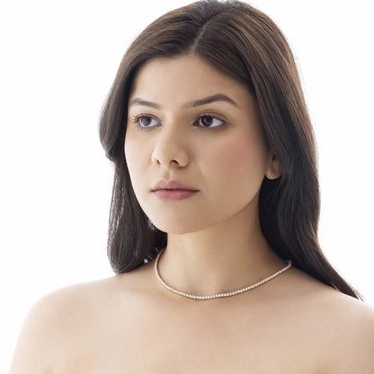 Tennis 20 ct Round Cut Moissanite 925 Silver Necklace