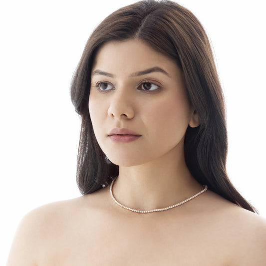 Tennis 20 ct Round Cut Moissanite 925 Silver Necklace