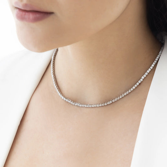 Tennis 20 ct Round Cut Moissanite 925 Silver Necklace