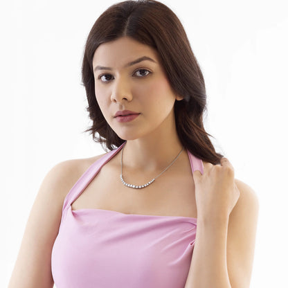 Graduating Tennis 7.5 ct Round Cut Moissanite 925 Silver Necklace