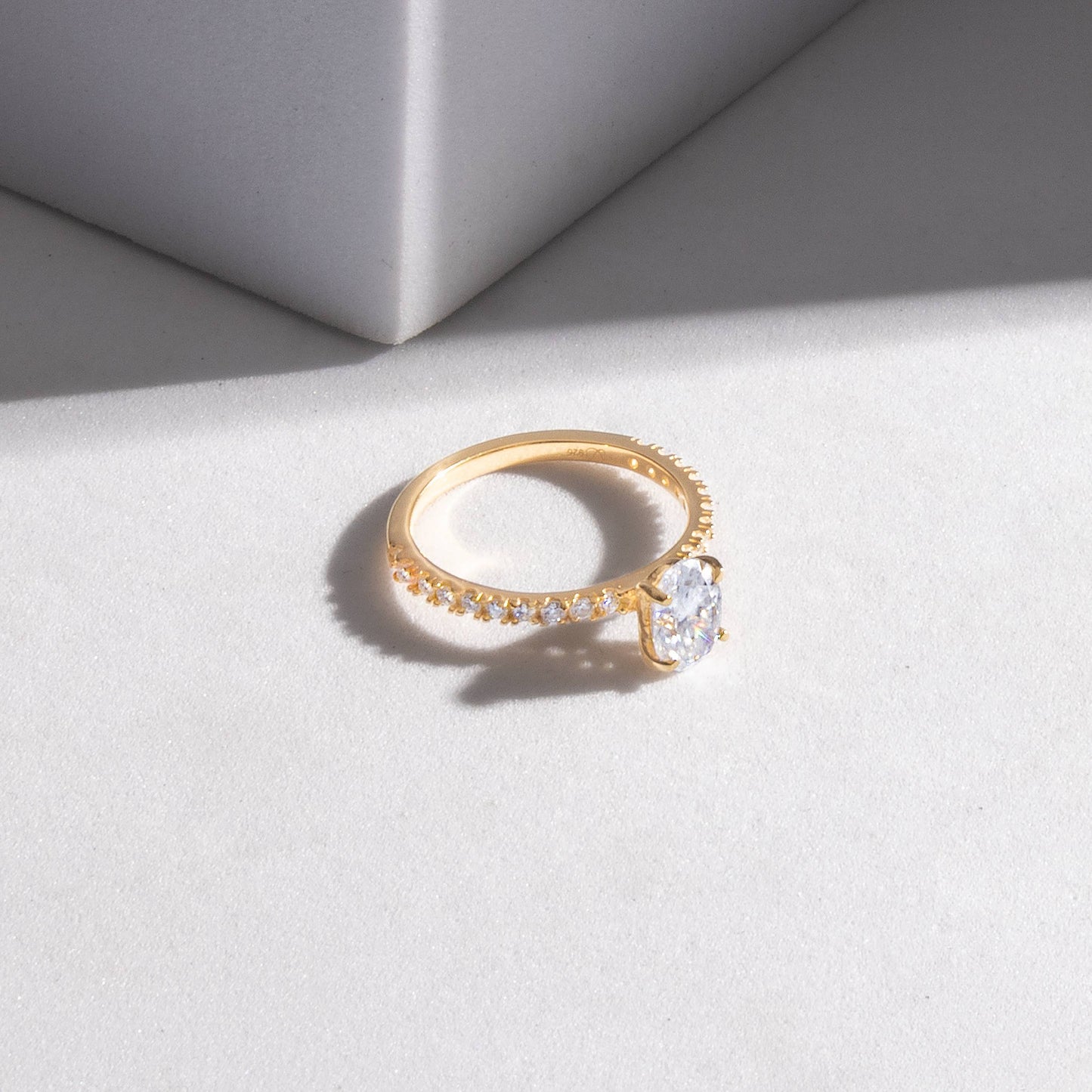 Nova 0.8 ct Oval Moissanite 925 Silver Solitaire Pavé Ring