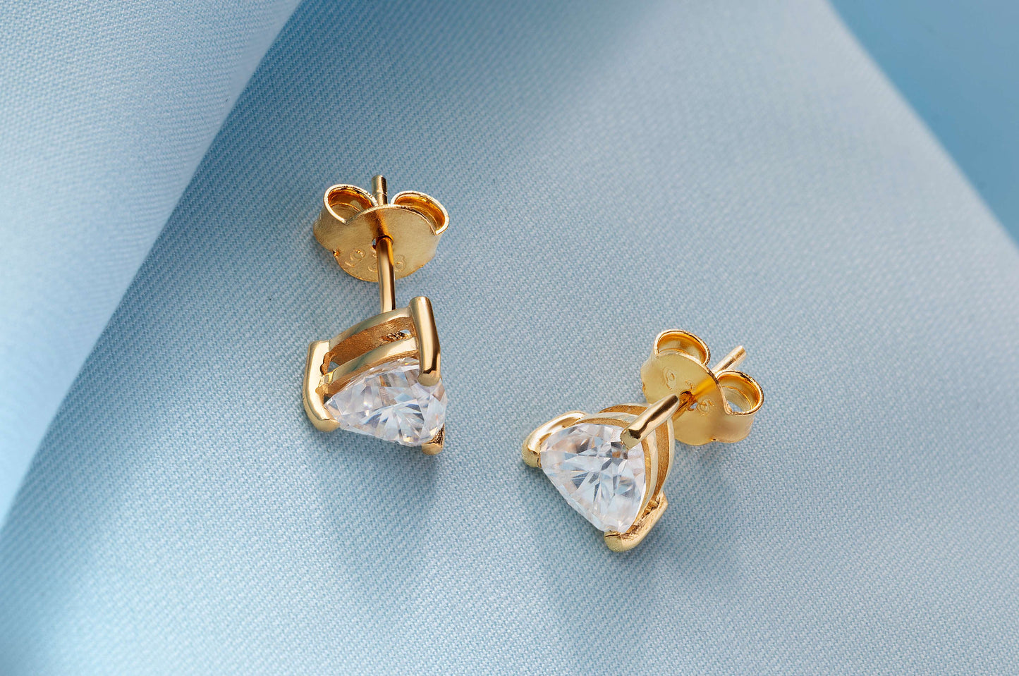 Nova 1.9 ct Trillion Moissanite Prong-Set 925 Silver Stud Earrings - Modern geometric fire.