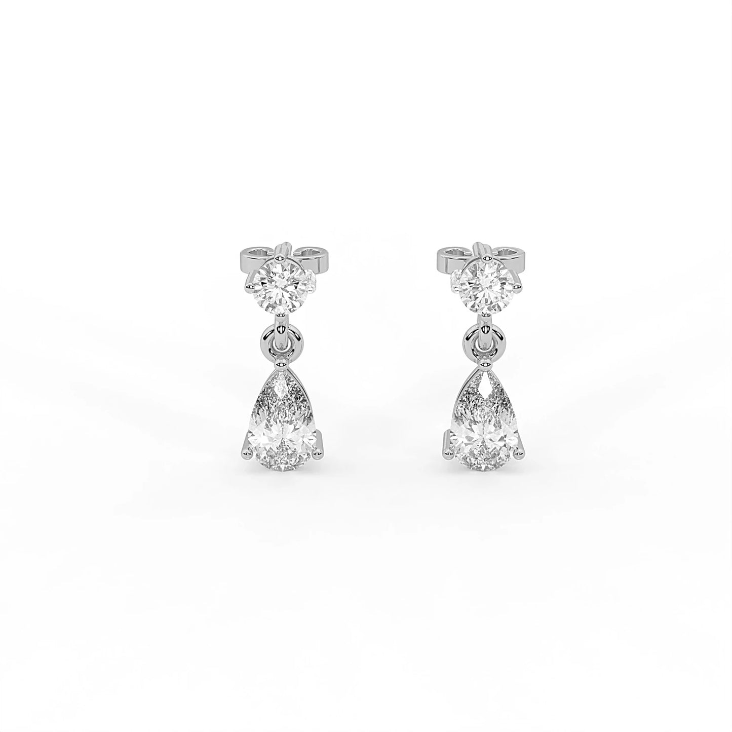 Pearline 3.2 ct Pear and Round Cut Moissanite 925 Silver Drop Earrings
