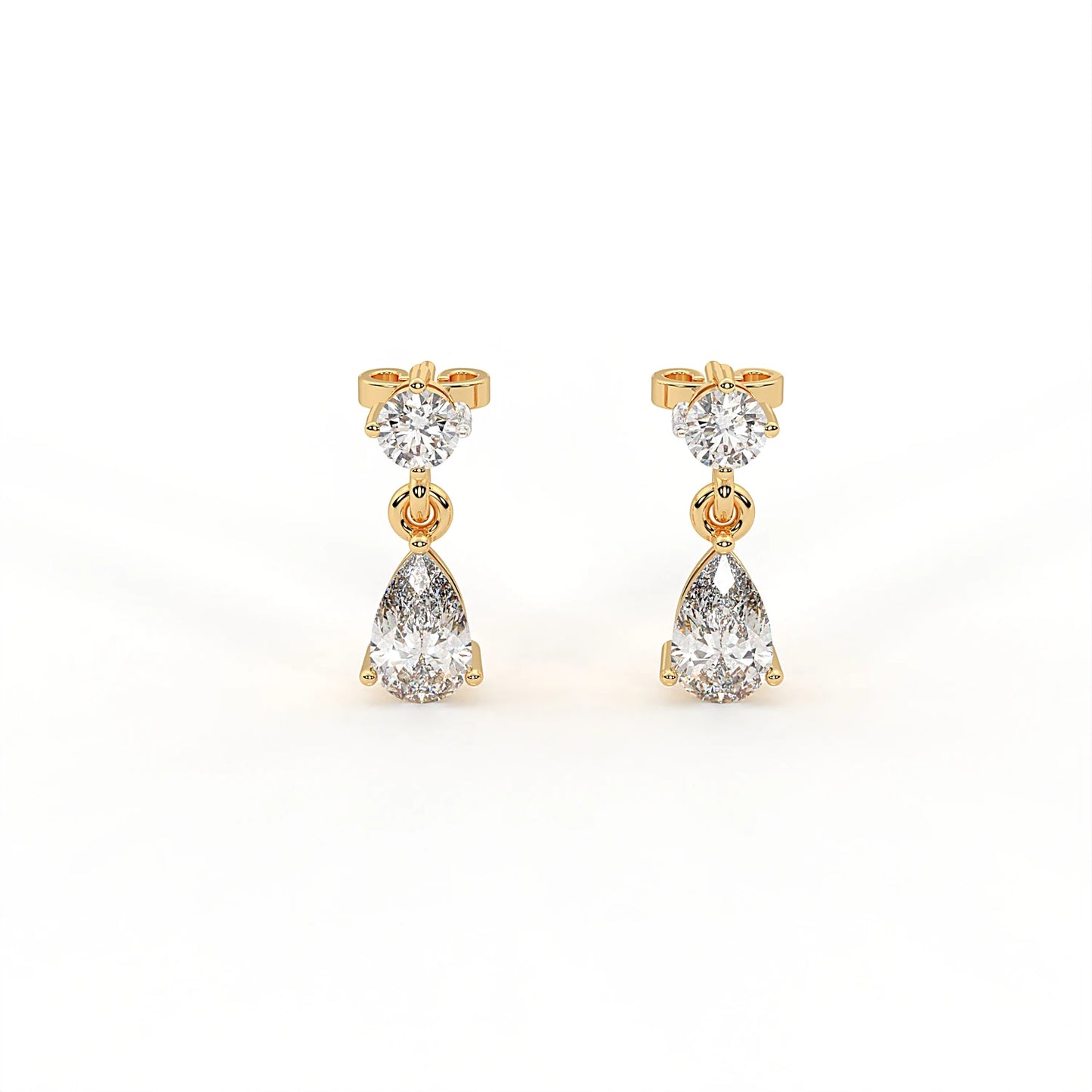 Pearline 3.2 ct Pear and Round Moissanite 925 Silver Drop Earrings - Elegant tiered brilliance.