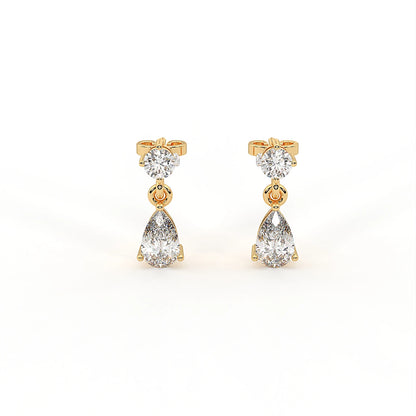 Pearline 3.2 ct Pear and Round Moissanite 925 Silver Drop Earrings - Elegant tiered brilliance.
