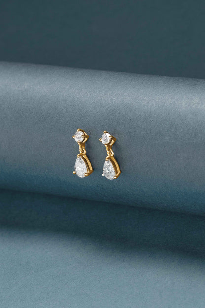 Pearline 3.2 ct Pear and Round Cut Moissanite 925 Silver Drop Earrings