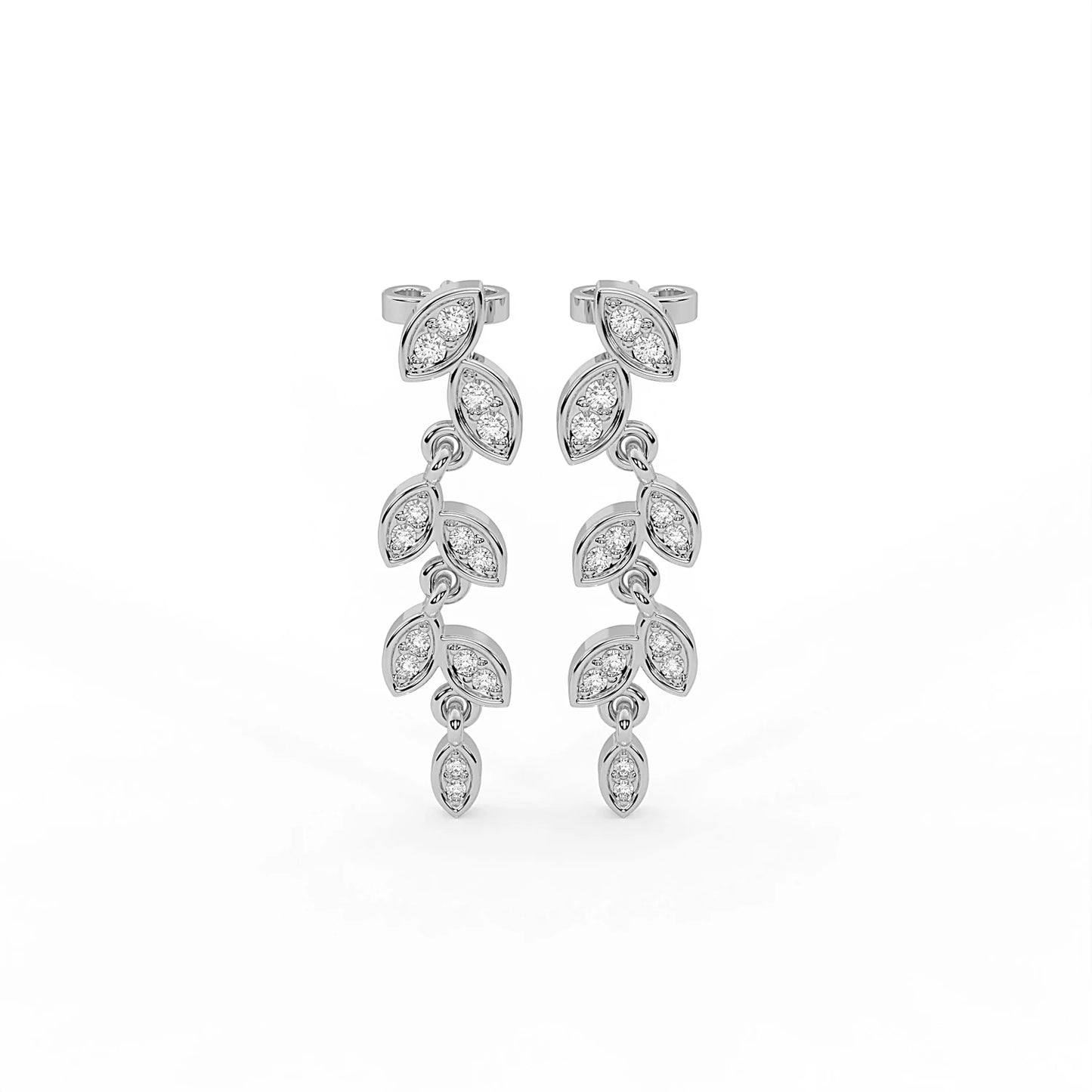 Petaline 0.28 ct Round Moissanite 925 Silver Drop Earrings - Delicate floral petal frame design.