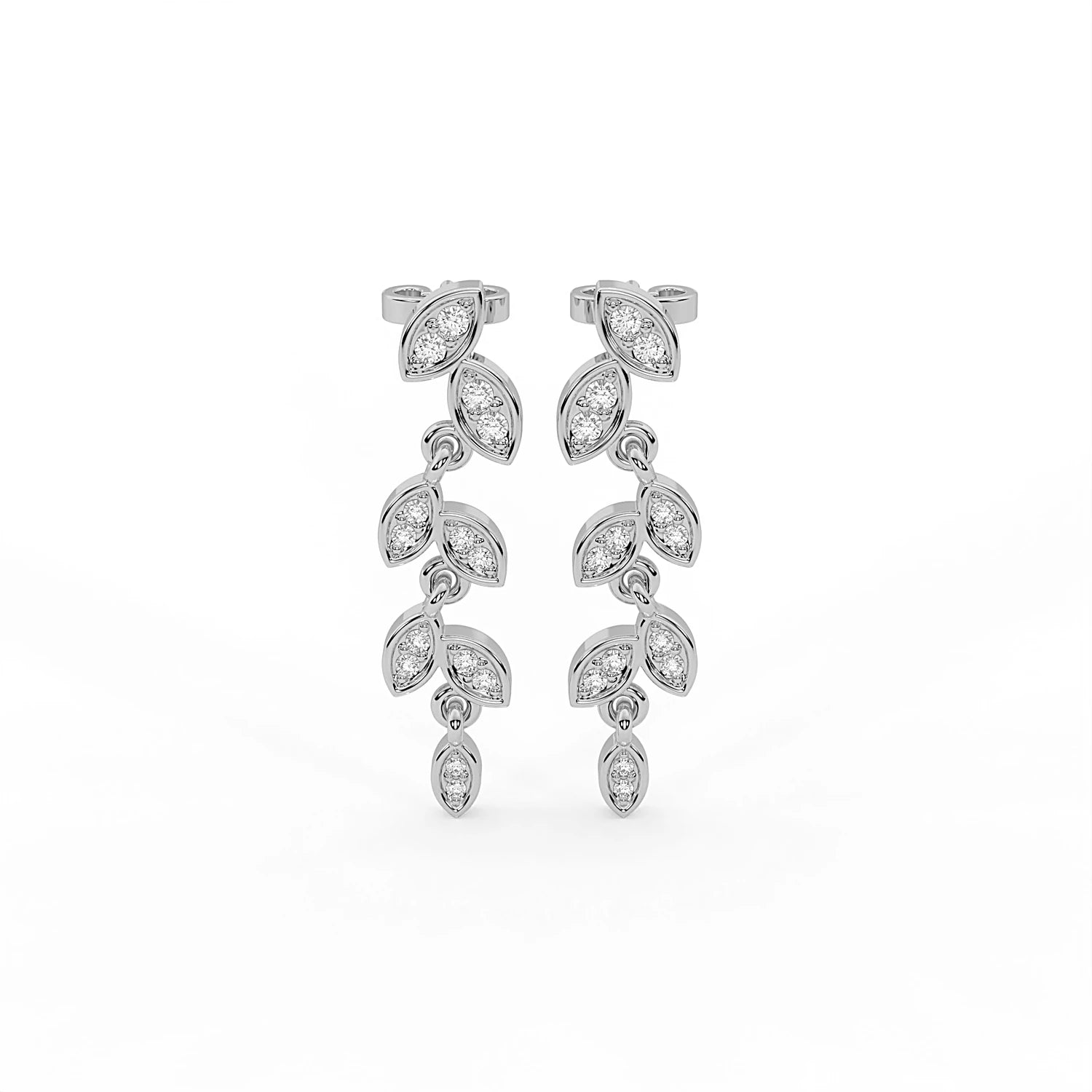 Petaline 0.28 ct Round Moissanite 925 Silver Drop Earrings - Delicate floral petal frame design.