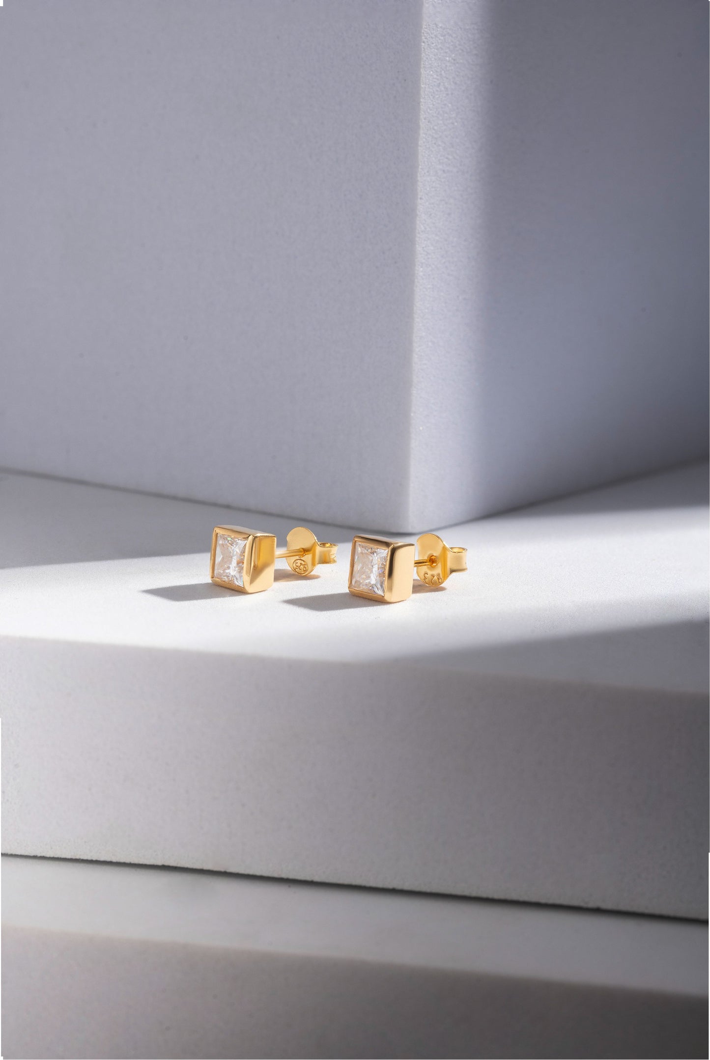 Poise 1.2 ct Princess Moissanite Bezel 925 Silver Stud Earrings