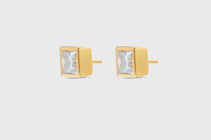 Poise 1.2 ct Princess Moissanite Bezel 925 Silver Stud Earrings