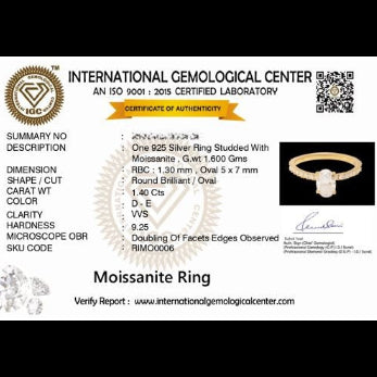 Nova 0.8 ct Oval Moissanite 925 Silver Solitaire Pavé Ring