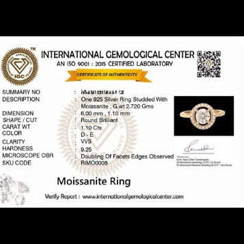 Selene 0.8 ct Floating Halo Round Moissanite 925 Silver Ring