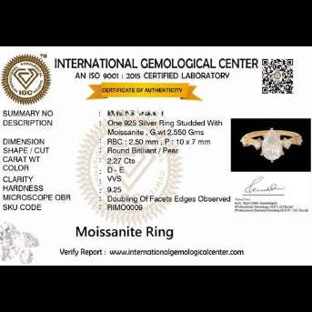 Luna 1.75 ct Pear Moissanite 925 Silver Solitaire Ring