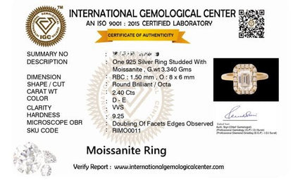 Orion 1.4 ct Octa Halo Moissanite 925 Silver Ring