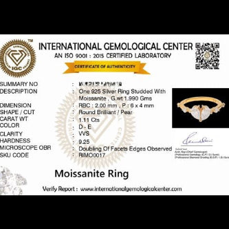 Amour 0.75 ct Pear Moissanite 925 Silver Heart Ring