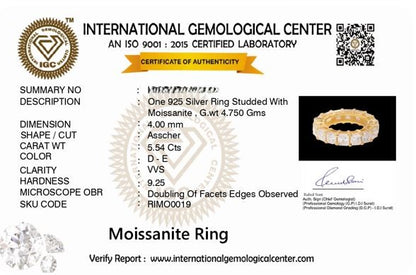 Infinity 5.4 ct Asscher Moissanite 925 Silver Full Eternity Band