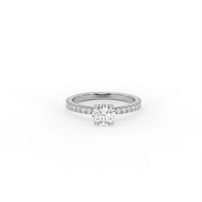 Radiance 0.8 ct Round Moissanite 925 Silver Pavé Solitaire Ring